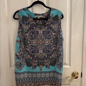 Teal and Blue Paisley Sleeveless Top